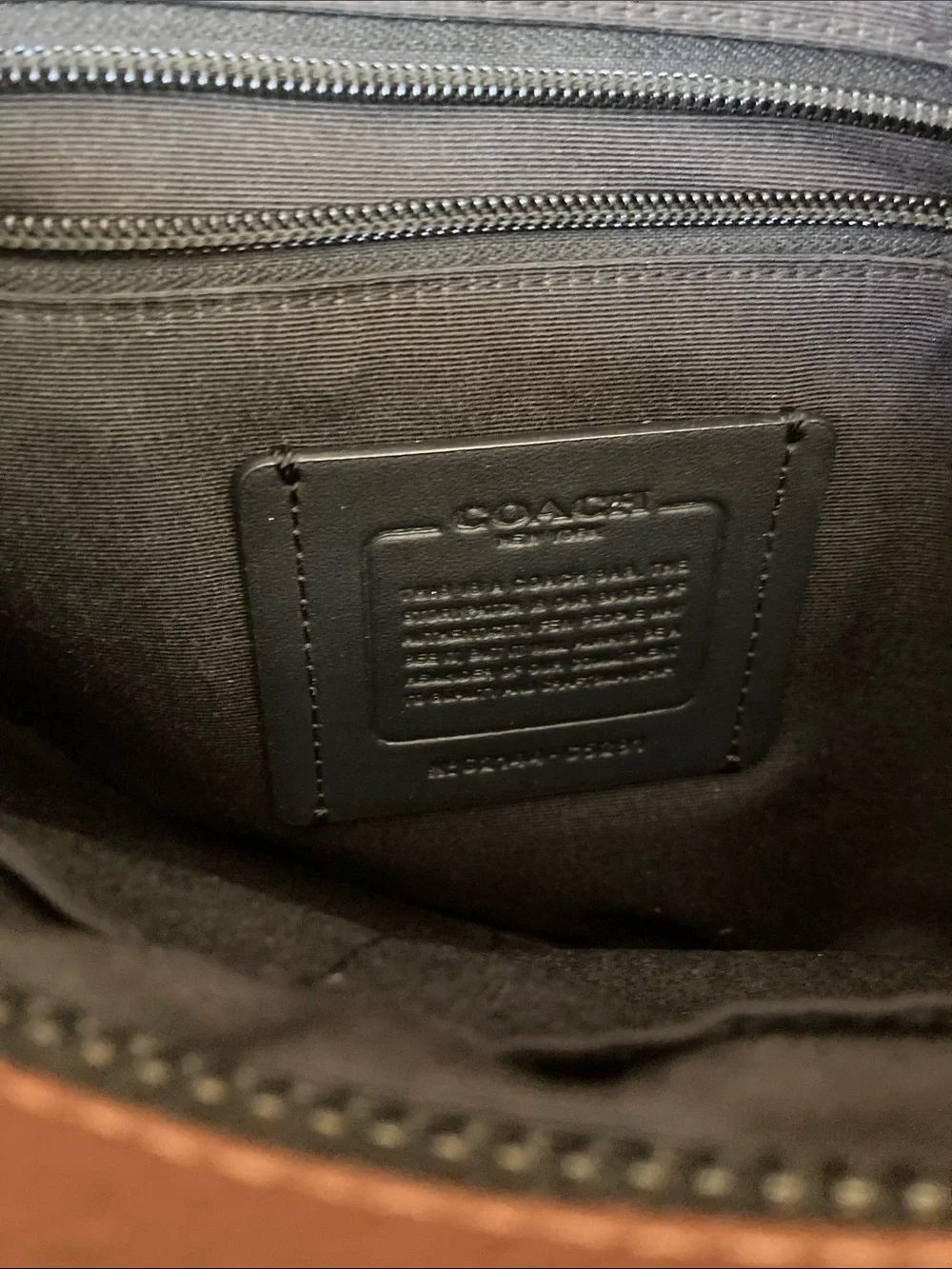 Coach Men’s Brown Signature Patterned Crossbody Messenger Bag with Stripe Accent